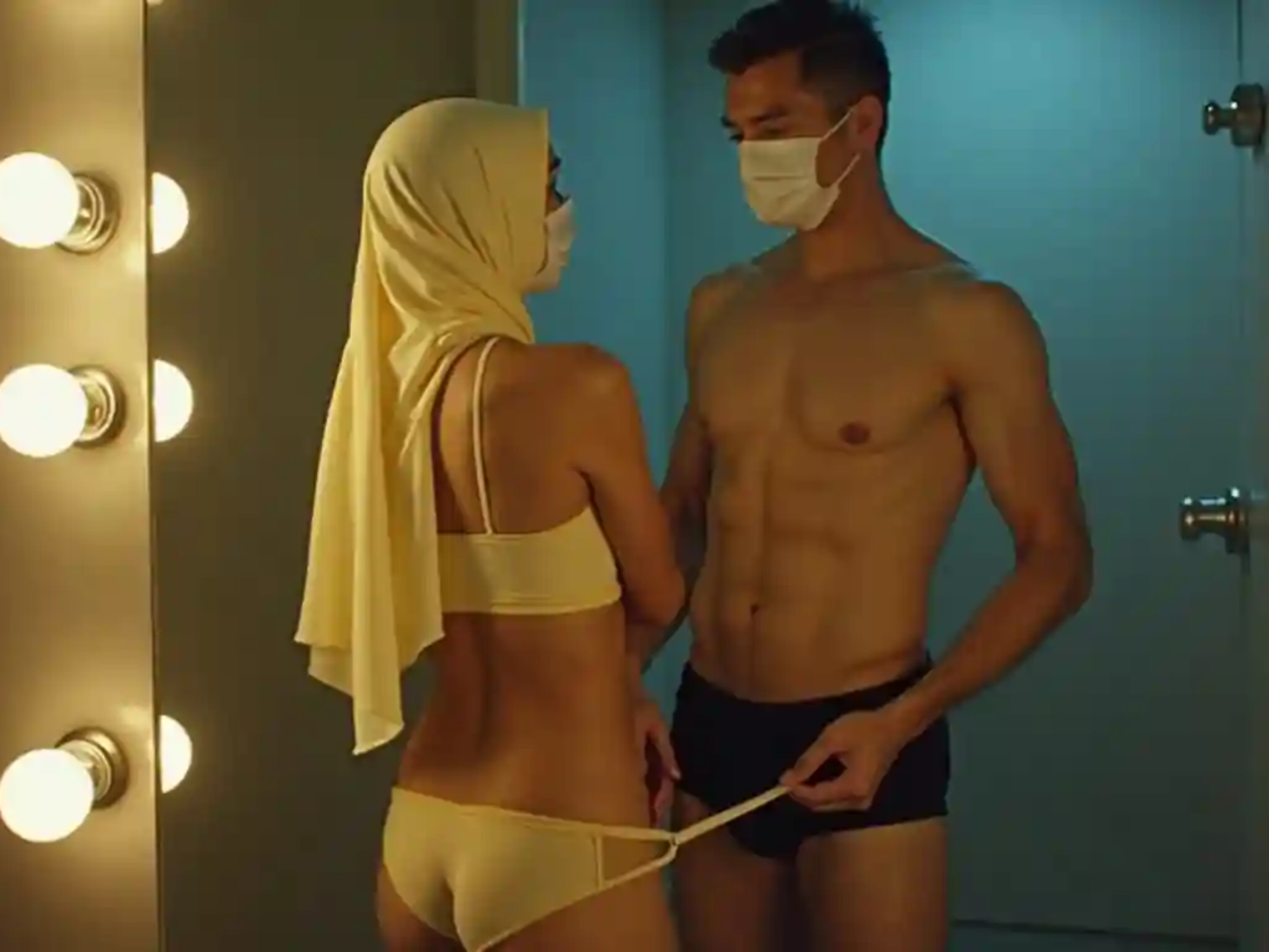 KL Escort Girl Malaysia escort girl and man in masks, intimate scene Escort Malay