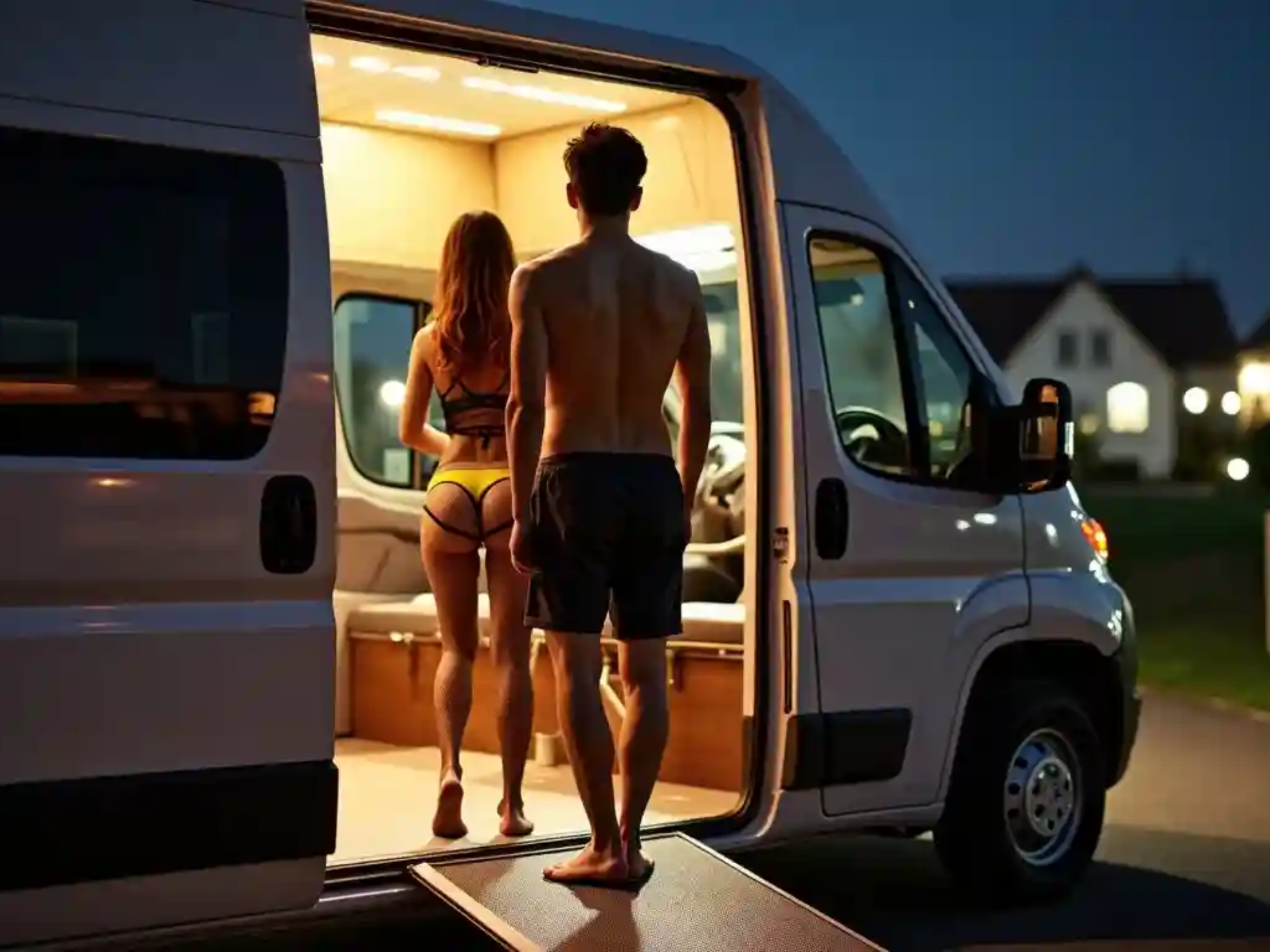 KL Escort Girl Escort girl and man exiting a camper van at night Escort Malay